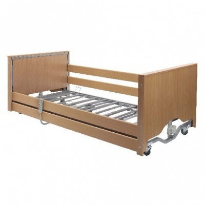 Casa Elite Home Walnut Low Profiling Bed with Wooden Side Rails